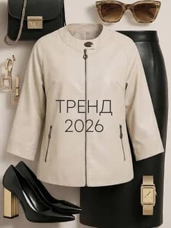 Куртка кожаная демисезонная больших размеров