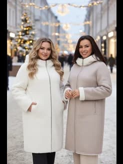 Дубленка двусторонняя зимняя с капюшоном