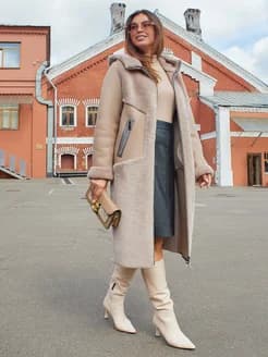 Дубленка двусторонняя зимняя с капюшоном