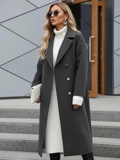 Пальто на осень длинное демисезонное с поясом
